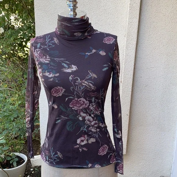 GANNI gorgeous silk blended sheer floral blouse sold at Neiman’s - Picture 3 of 16